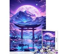 Rompecabezas para Adultos de 1000 Piezas Sakura Moonlit Lake Juguete para decoración de Pared Regalos para Mujeres y Hombres Juego práctico Que Mejora el Amor Entre Parejas tamaño 50x75cm