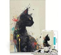Rompecabezas para Adultos de 1000 Piezas Salpicadura Felina Mística Juego Imposible Mejora la Memoria con Piezas de Formas aleatorias Que encajan Perfectamente 38x52cm