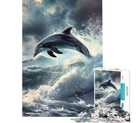 Rompecabezas para Adultos de 1000 Piezas Salto de Delfines Rompecabezas para Adultos Juegos Familiares de análisis y lógica cumpleaños y Navidad (tamaño 38x26cm)