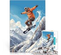 Rompecabezas para Adultos de 1000 Piezas Salto de Snowboard Juguetes educativos de Aprendizaje con póster a Juego y Hoja de Trivia 75x50cm