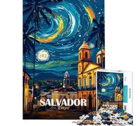 Rompecabezas para Adultos de 1000 Piezas Salvador Brasil Paisaje Urbano Nocturno Rompecabezas artísticos para Adultos Juguete para decoración de Pared Análisis y lógica cumpleaños