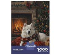 Rompecabezas para Adultos De 1000 Piezas Samoyed Dog Christmas Portrait Festive Samoyed Decor Rompecabezas para Adultos Juego Práctico Oferta De Regalo De Cumpleaños como Regalos para Toda La Familia