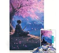 Rompecabezas para Adultos de 1000 Piezas Samurái bajo cerezos en Flor Juegos educativos Divertidos y con Humor Ideal para Decorar el Escritorio 50x75cm