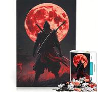 Rompecabezas para Adultos de 1000 Piezas Samurái bajo la Luna de Sangre Juegos para Toda la Familia cumpleaños y Navidad 50x75cm