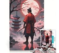Rompecabezas para Adultos de 1000 Piezas Samurái bajo la Luna de Sangre Juegos para Toda la Familia cumpleaños y Navidad 50x75cm