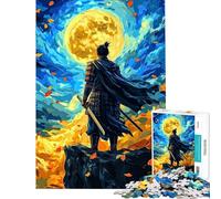 Rompecabezas para Adultos de 1000 Piezas Samurái bajo la Luna Llena Rompecabezas para Adolescentes Juego Familiar Divertido y Original Regalo de cumpleaños único (tamaño 38x52cm)