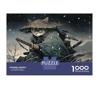 Rompecabezas para Adultos De 1000 Piezas Samurai Cat Rompecabezas para Adultos Juegos Relajantes Desafío Difícil Regalo De Cumpleaños, Regalos, 52x38cm/1000pcs