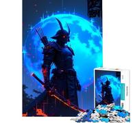 Rompecabezas para Adultos de 1000 Piezas Samurai ciberpunk con Espada Brillante Juegos Divertidos y adictivos para Cultivar la Paciencia Excelentes Regalos y Juguetes para la decoración del hogar