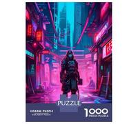 Rompecabezas para Adultos De 1000 Piezas Samurai Cyberpunk City Rompecabezas para Adultos Juegos Relajantes Decoración del Hogar Desafío Educativo 52x38cm/1000pcs