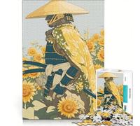 Rompecabezas para Adultos de 1000 Piezas Samurái en un Campo de Girasoles Juego Familiar Ideal para Relajarse y ejercitar la Mente Amantes de los Juegos desafiantes 50x75cm