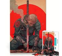 Rompecabezas para Adultos de 1000 Piezas Samurái herido con Katana y Sol Rojo Juego de Memoria Ajuste Estable Sin Piezas Que se muevan Compacto Ideal para Jugar en Familia (50x75cm)