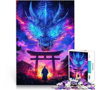 Rompecabezas para Adultos de 1000 Piezas Samurái y dragón Madera,para Mayores de 14 años para la decoración del hogar Regalos de Juegos desafiantes。tamaño:50x75cm/19.68x29.52pulgada