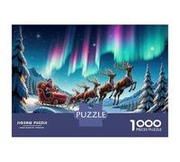 Rompecabezas para Adultos De 1000 Piezas Santa Claus Flying Reindeer Rompecabezas para Adultos Juego De Ingenio para La Diversión Familiar Actividades Divertidas En Casa, 70x50cm/1000pcs
