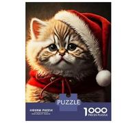 Rompecabezas para Adultos De 1000 Piezas Santa Dressed Cat Rompecabezas para Adultos Juego Práctico Análisis Y Lógica Gran Regalo para Los Amantes De Los Juegos 38x26cm/1000pcs