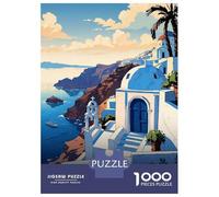 Rompecabezas para Adultos De 1000 Piezas Santorini Greece Travel Rompecabezas Juegos Relajantes Decoración De Pared Oferta como Regalos para Toda La Familia 38x26cm/1000pcs