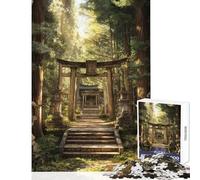 Rompecabezas para Adultos de 1000 Piezas Santuario japonés en el Bosque Juegos Familiares para divertirse en Familia Juguetes de decoración para el hogar cumpleaños (38x26cm)