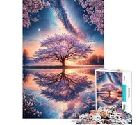Rompecabezas para Adultos de 1000 Piezas Santuario Sakura bajo Las Estrellas - Juguete para Adultos - Decoración de Pared - Regalos para Mujeres cumpleaños y Navidad (50x75cm)