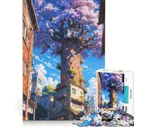 Rompecabezas para Adultos de 1000 Piezas Santuario Urbano de cerezos en Flor Juego de ingenio para divertirse en Familia para Fortalecer el Amor Entre Parejas 38x52cm