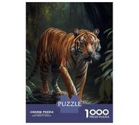 Rompecabezas para Adultos De 1000 Piezas Savanna Tiger Oil Paint Rompecabezas para Adultos Juguetes Antiestrés Difícil Gran Regalo para Jugar 38x26cm/1000pcs