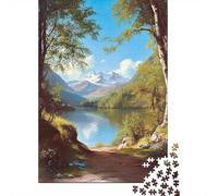 Rompecabezas para Adultos De 1000 Piezas Scenic Mountain Lake Pathway Rompecabezas para Adultos Juego De Ingenio para La Diversión Familiar Actividades Divertidas En Casa, 52x38cm/1000pcs