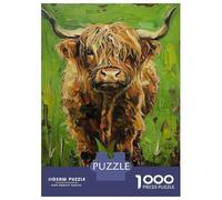 Rompecabezas para Adultos De 1000 Piezas Scottish Highland Cow Painting Rompecabezas para Adultos Juego Familiar Vacaciones En Casa Matar El Tiempo Gran Regalo para Jugar 70x50cm/1000pcs