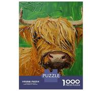 Rompecabezas para Adultos De 1000 Piezas Scottish Highland Cow Painting Rompecabezas para Adultos Juguetes Antiestrés Decoración Perfecta Cumpleaños Y Navidad 38x26cm/1000pcs