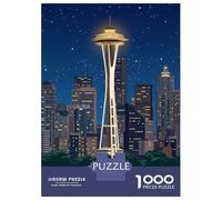 Rompecabezas para Adultos De 1000 Piezas Seattle Space Needle at Night Rompecabezas para Adultos Juegos Relajantes Difícil Gran Regalo para Jugar 38x26cm/1000pcs