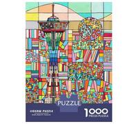 Rompecabezas para Adultos De 1000 Piezas Seattle Space Needle Mosaic Rompecabezas para Adultos Juego Práctico Corte De Precisión 38x26cm/1000pcs