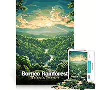 Rompecabezas para Adultos de 1000 Piezas Selva Tropical de Borneo,Malasia/Indonesia Ajuste Juego de lógica y Habilidad Juego Lento Relajante (50x75cm)