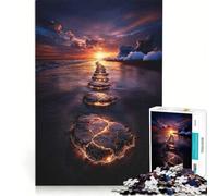 Rompecabezas para Adultos de 1000 Piezas Sendero al Atardecer hacia el Horizonte Juego de ingenio para divertirse en Familia Lista de Deseos con Papá Noel 38x26cm