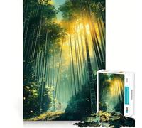 Rompecabezas para Adultos de 1000 Piezas,Sendero de Bosque de bambú,Encaje, Arte,Juego Mental,Regalo,Juego Lento,Regalo de Arte navideño (38x26cm)