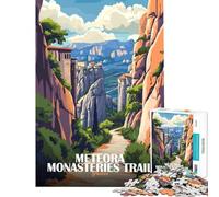 Rompecabezas para Adultos de 1000 Piezas Sendero de los monasterios de Meteora Grecia Arte Desafío de Inteligencia Cerebral Juguetes adictivos Juego práctico Difícil Regalo de cumpleaños (38x26cm)