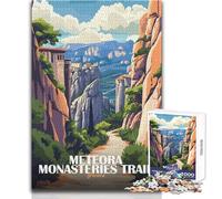 Rompecabezas para Adultos de 1000 Piezas, Sendero de los monasterios de Meteora, Grecia, Arte, Juegos relajantes, Vacaciones en casa, Pasatiempos, Regalos de Amigo Secreto, tamaño 38x26cm