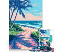 Rompecabezas para Adultos de 1000 Piezas Sendero de Playa,diseño Minimalista de Corte Fino,Entrenamiento Mental,diversión para Relajarse,Juego artístico de cumpleaños (38x26cm)