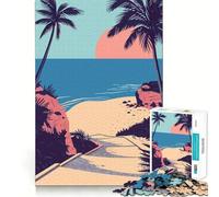Rompecabezas para Adultos de 1000 Piezas Sendero de Playa Tropical, Arte de Bordes precisos, Juguete Creativo, Juego para Pasar un rato Agradable, Pieza de Arte navideña (38x26cm)