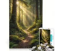 Rompecabezas para Adultos de 1000 Piezas Sendero del Bosque bajo la luz del Sol Dorado Juegos relajantes para desconectar intelectualmente Regalo de cumpleaños o para viajeros 38x52cm