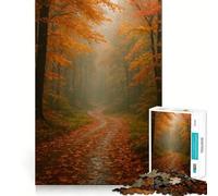 Rompecabezas para Adultos de 1000 Piezas Sendero del Bosque otoñal,Arte de Corte preciso,Actividad Cerebral,Juego Divertido para Relajarse,Arte navideño para el hogar (38x26cm)