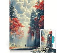 Rompecabezas para Adultos de 1000 Piezas Sendero del Bosque otoñal con Figura Encaja a la perfección Arte Juego Inteligente Regalo Juego Lento Regalo de Arte navideño (38x52cm)