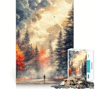 Rompecabezas para Adultos de 1000 Piezas Sendero del Bosque otoñal con Figura Juego de ingenio y diversión para Relajarse y Disfrutar en cumpleaños (38x26cm)