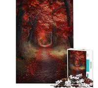 Rompecabezas para Adultos de 1000 Piezas Sendero del Bosque otoñal Juguetes antiestrés para Adultos Que mejoran la Memoria (Tamaño 50x75cm)