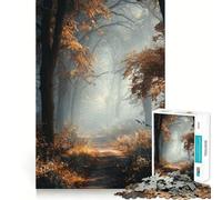 Rompecabezas para Adultos de 1000 Piezas Sendero en el Bosque otoñal bajo la bruma Juego de articulaciones afiladas Desafío Mental Juguete para un Momento de diversión Tranquila Decoración