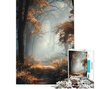 Rompecabezas para Adultos de 1000 Piezas Sendero en el Bosque otoñal bajo la bruma Rompecabezas para Adolescentes Juegos relajantes Regalos para Mujeres Regalos de cumpleaños