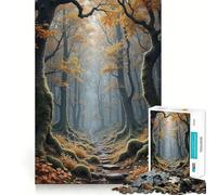 Rompecabezas para Adultos de 1000 Piezas Sendero otoñal en el Bosque con árboles musgosos Encaja a la perfección Arte Juego Inteligente Regalo Juego Lento Arte (38x26cm)