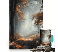 Rompecabezas para Adultos de 1000 Piezas Sendero otoñal en un Bosque con luz brumosa Arte de Corte preciso Juego para ejercitar la Mente y Relajarse (38x26cm)