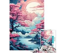 Rompecabezas para Adultos de 1000 Piezas Serene Sakura︰ Dreamscape al Atardecer Diversión en casa Mejora la Memoria Juguetes antiestrés para Mayores de 14 años (38x26cm)