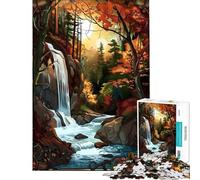 Rompecabezas para Adultos de 1000 Piezas Serenidad de Cascada otoñal Rompecabezas Familiar para Pasar el rato en casa Durante Las Vacaciones Ideal para cumpleaños y Navidad (tamaño 50x75cm)
