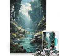 Rompecabezas para Adultos de 1000 Piezas Serenidad en el desfiladero Verde Juegos Divertidos para Toda la Familia con Piezas de Formas aleatorias Que encajan Perfectamente 38x26cm