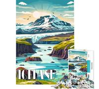 Rompecabezas para Adultos de 1000 Piezas Serenidad islandesa Juegos relajantes Juego desafiante Juguetes Regalo para cumpleaños desafío difícil (tamaño 38x52cm)