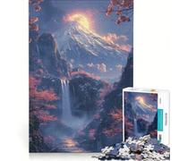 Rompecabezas para adultos de 1000 piezas: Serenidad japonesa a la luz de la luna juego práctico ideal para pasar el tiempo en casa durante las vacaciones con póster y hoja de preguntas a juego 38x52cm