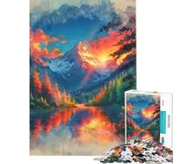 Rompecabezas para Adultos de 1000 Piezas Serenidad Radiante ︰ Atardecer sobre el Espejo Alpino Rompecabezas Divertido para Adultos Regalos para Mujeres Difícil y desafiante (Tamaño 38x52cm)